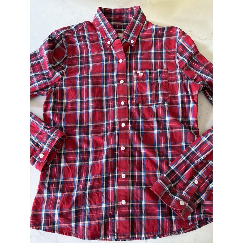 Abercrombie & Fitch Button Up Shirt Women Small Multi Plaid 100% Cotton Collared